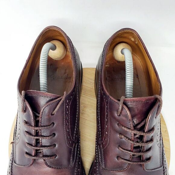Campanile Shoes Mens 10 Brown Leather Wingtip Derby Full Brogue Medallion Oxford - Picture 5 of 14